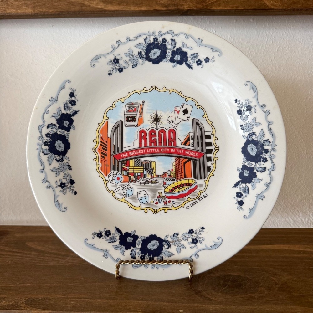 Vintage Reno Nevada Casino Dice Poker Souvenir Decorative Plate